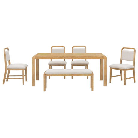 Extendable Dining Table Set With 4 Upholstered Chairs And 1 Bench HouseOfZazla