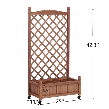 Raised Garden Bed With Trellis 2 Pack, Outdoor Planter Box & Plant Stand With Climbing Racks - Brown HouseOfZazla