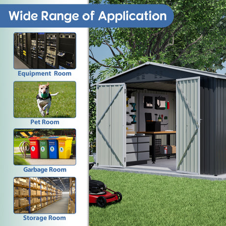 10x10 FT Large Outdoor Metal Storage Shed HouseOfZazla