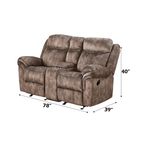 Zubaida Two Tone Recliner Loveseat with USB Port Console HouseOfZazla