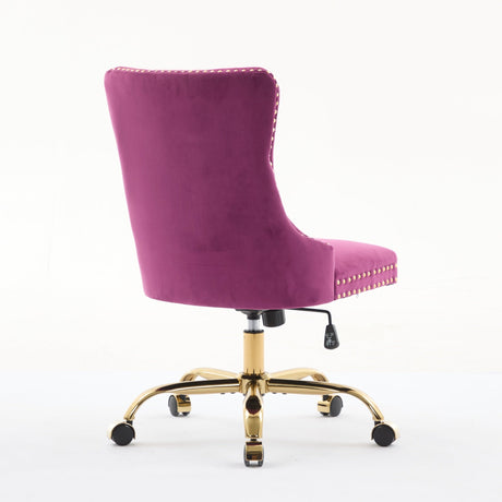 Office Chair Modern Velvet Upholstered Tufted Button (Purple) HouseOfZazla