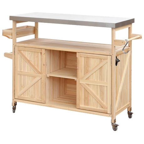 K&K Outdoor Kitchen Island, Rolling Bar Cart & Storage Cabinet HouseOfZazla