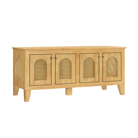 Lars Indoor Rattan Decorated Rubber Wood Dog Crate Cabinet HouseOfZazla