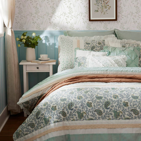 9 Piece Cotton Percale Comforter Set Aqua HouseOfZazla