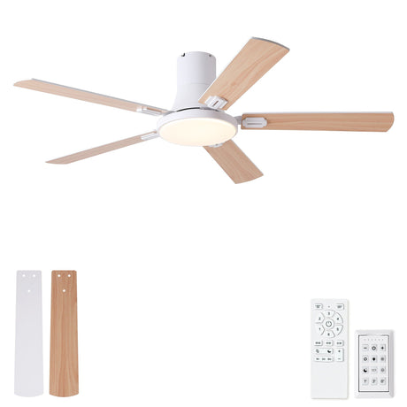 Flush Mount Ceiling Fans With LED Light And Remote Control, 5 Blades HouseOfZazla