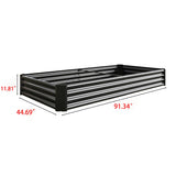 Raised Garden Bed Kit - Metal 7.6x3.7x0.98 ft Black