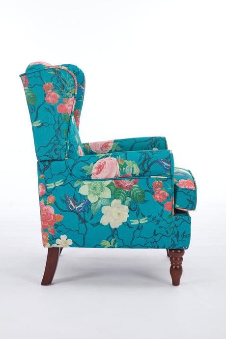 Modern Accent Chair with Retro Wood Legs - Floral HouseOfZazla