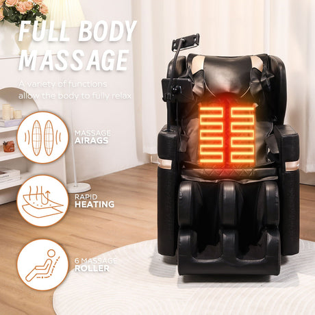 Massage Chair Recliner With Zero Gravity And Full Body Air Pressure - Black HouseOfZazla