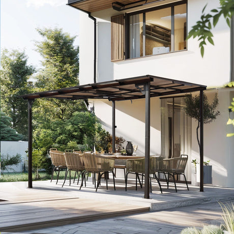 Wall Mounted Outdoor Pergola Gazebo, Heavy Duty Metal Awning With Roof HouseOfZazla