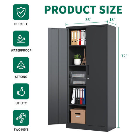 Heavy Metal Garage Storage Cabinet With Locking Doors, Steel, Adjustable Shelves HouseOfZazla