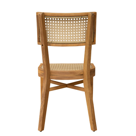 Netro Acacia Wood Dining Chair with Light Brown Wicker HouseOfZazla