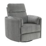 Sagen Charcoal Chenille Glider Recliner with Swivel