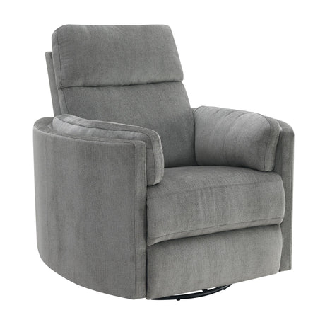 Sagen Charcoal Chenille Glider Recliner with Swivel HouseOfZazla