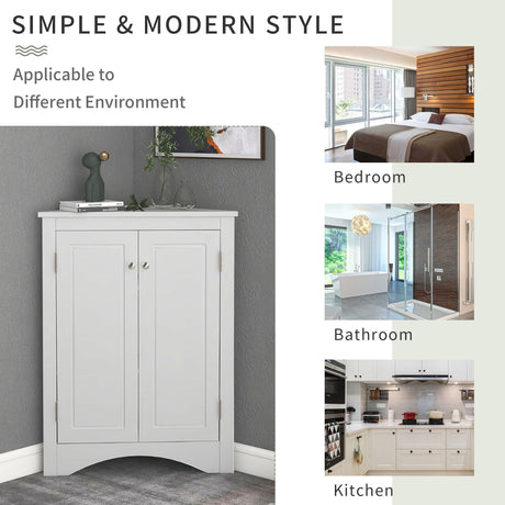 Triangle Bathroom Storage Cabinet With Adjustable Shelves, Freestanding Floor Cabinet For Home Kitchen HouseOfZazla