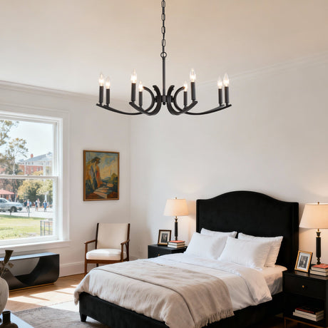 8-Light Farmhouse Chandelier, Black Metal HouseOfZazla