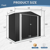 8ft x 4ft Outdoor Metal Storage Shed with Lockable Latch