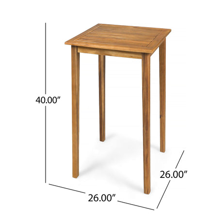 Outdoor Minimalist Acacia Wood Square Bar Table HouseOfZazla
