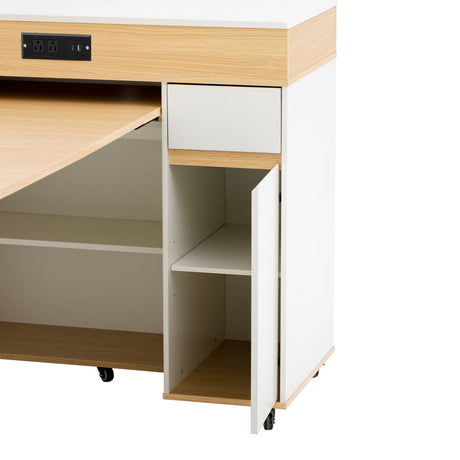 Extendable Dining Table With Folding Top, Rolling Kitchen Island With Drawers And Power Outlet HouseOfZazla