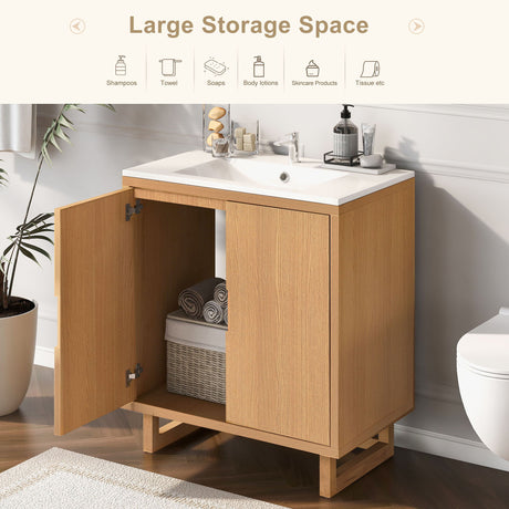 Bathroom Vanity Set With Sink, Combo Cabinet, Bathroom Storage Cabinet, Solid Wood Frame HouseOfZazla