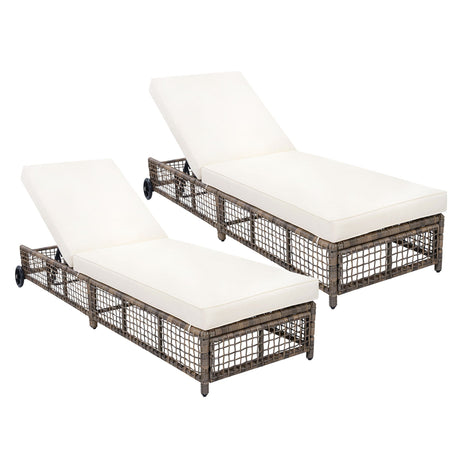 Outdoor Lounge Chair With 5 Position Backrest With Cushion And Wheels HouseOfZazla
