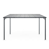Outdoor Pergola 12' x 8' Galvanized Steel Lean-to Wall-Mounted