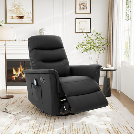 Manual Recliner Chair With 8-Point Massage and Swivel Function HouseOfZazla
