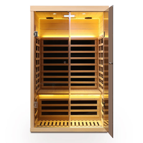 Luxury Indoor Hemlock Infrared Sauna Room with Double Doors and Glass for Two Persons HouseOfZazla