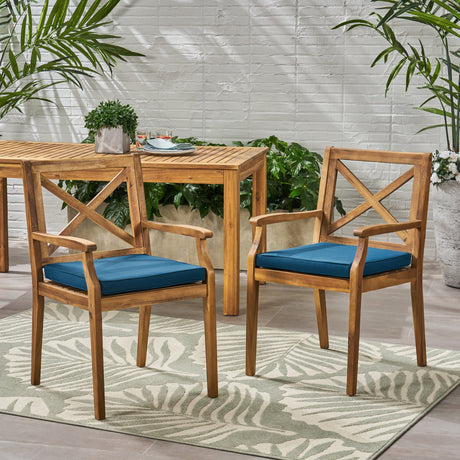Perla Dining Chair 2pcs with Blue Cushions HouseOfZazla