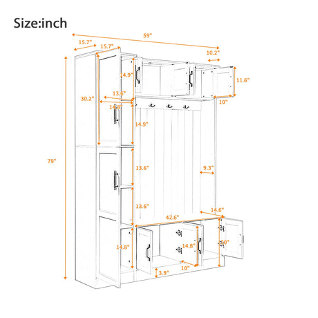 Tall Hall Tree With Shoe Storage, 4 In 1 Entryway Bench HouseOfZazla