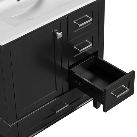 Bathroom Vanity, Modern Bathroom Cabinet With Sink Combo Set, Bathroom Storage Cabinet With A Soft Closing Door And 3 Drawers, Solid Wood Frame HouseOfZazla