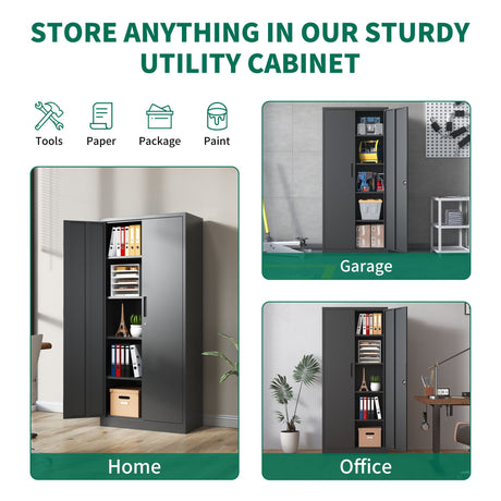 Heavy Metal Garage Storage Cabinet With Locking Doors, Steel, Adjustable Shelves HouseOfZazla