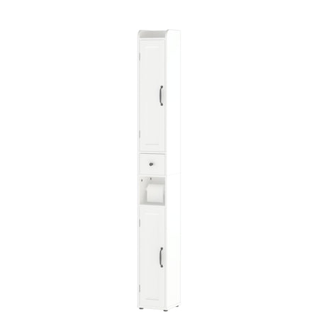 Slim Tall Bathroom Storage Cabinet With Adjustable Shelves, 2 Doors Freestanding Cabinet - White HouseOfZazla