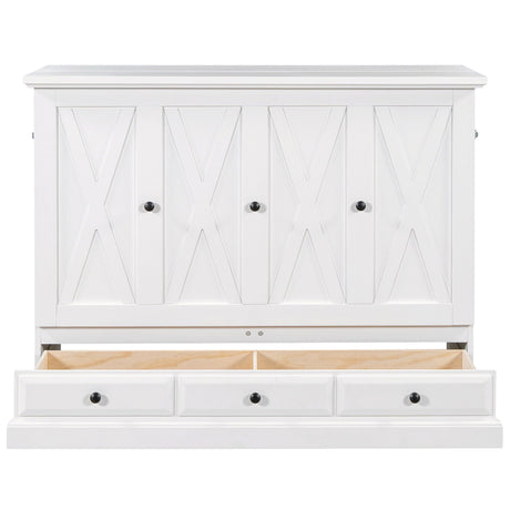 Solid Pine Murphy Bed Chest Cube Cabinet Bed With Charging Station And Large Storage Drawer For Home Office Or Small Room HouseOfZazla