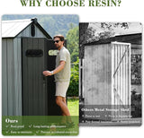 6x4FT Outdoor Resin Storage Shed with Transparent Windows & Louvered Vents