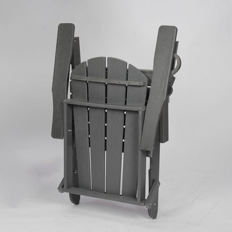 HDPE Folding Adirondack Chair with Dual Cup Holder - Gray HouseOfZazla