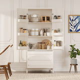 70" Kitchen Pantry Cabinet with Solid Wood Handles and Adjustable Storage