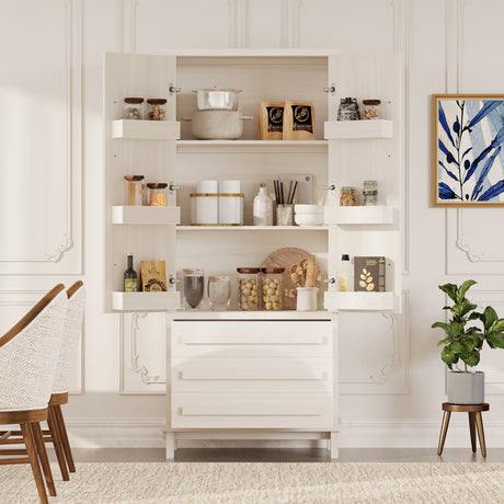 70" Kitchen Pantry Cabinet with Solid Wood Handles and Adjustable Storage HouseOfZazla