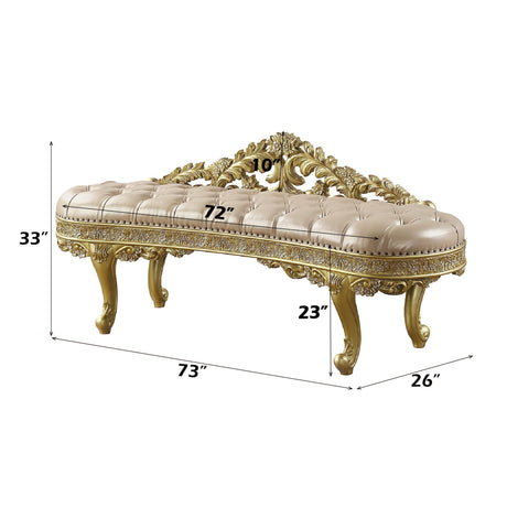 Cabriole - Synthetic Leather Bench - Gold HouseOfZazla