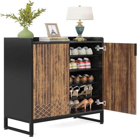 5 Tier Shoe Cabinet With Doors, Compact Entryway Storage Organizer HouseOfZazla