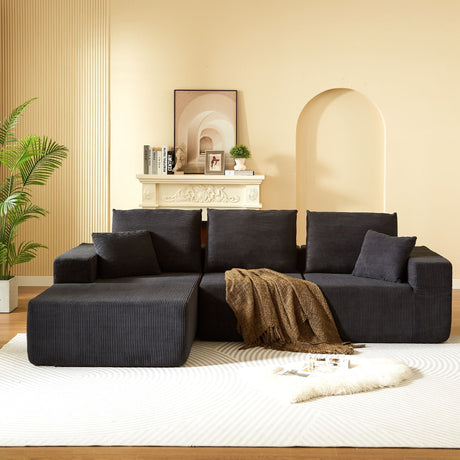 Modular Sectional Sofa With Chaise, L Shaped Cloud Couch With Deep Seat, Sectional Couches For Living Room - Black HouseOfZazla
