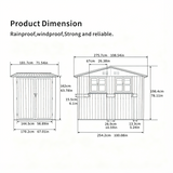 6x9 FT Outdoor Metal Storage Shed with Window & Flower Rack
