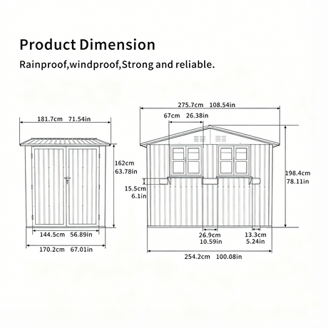 6x9 FT Outdoor Metal Storage Shed with Window & Flower Rack HouseOfZazla