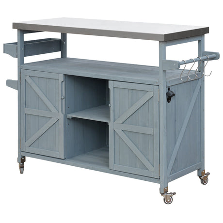 K&K Outdoor Kitchen Island, Rolling Bar Cart & Storage Cabinet HouseOfZazla