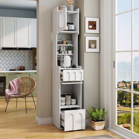 70.87" H Tall Bathroom Storage Cabinet with 1 Door and 2 Drawers HouseOfZazla