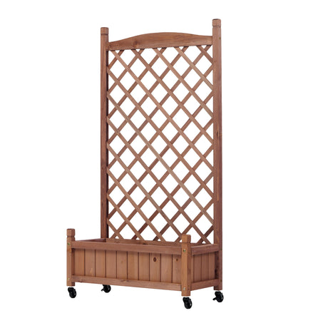 Raised Garden Bed With Trellis 2 Pack, Outdoor Planter Box & Plant Stand With Climbing Racks - Brown HouseOfZazla
