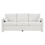 Modern 3 Seater Sofa Chenille Couch Plush Triple Seater Sofa With High Density Foam Cushions, Deep Seat Living Room Couch For Family Room, Apartment & Home Theater - Ivory White