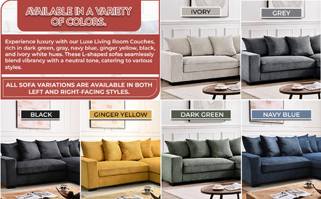 Luxe - Oversized 2 Piece Sectional Couches For Living Room, L Shaped Sofa With Chaise HouseOfZazla