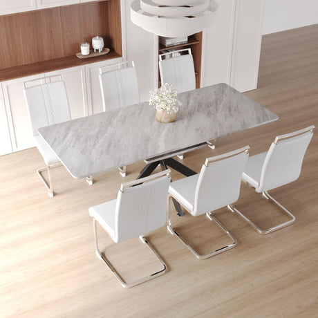 Modern Extendable Dining Table Set With Soft Padded Armless Chairs HouseOfZazla