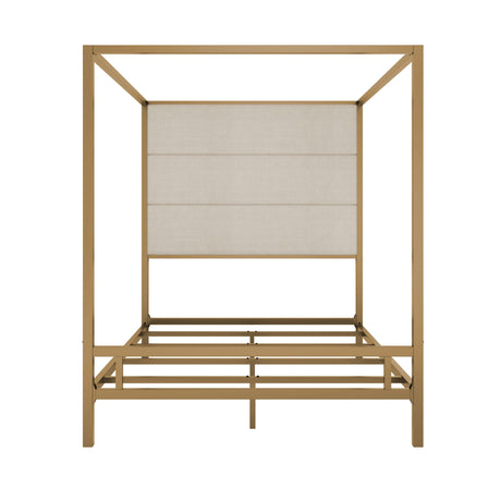 Canopy Bed With Tall Upholstered Headboard, 4 Poster Frame HouseOfZazla