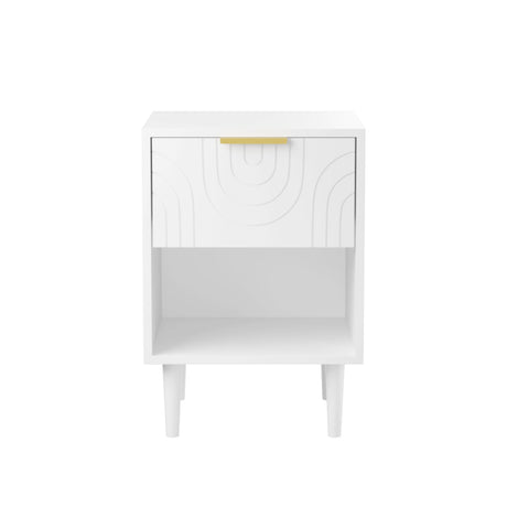 Nightstand With 1 Drawer And Open Shelf - White HouseOfZazla